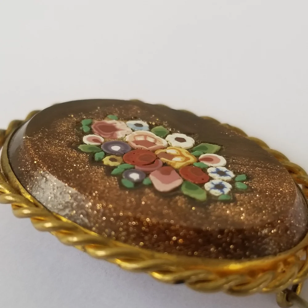 Relisted -Antique Victorian micro mosaic brooch pin Italy - Picture 10 of 13
